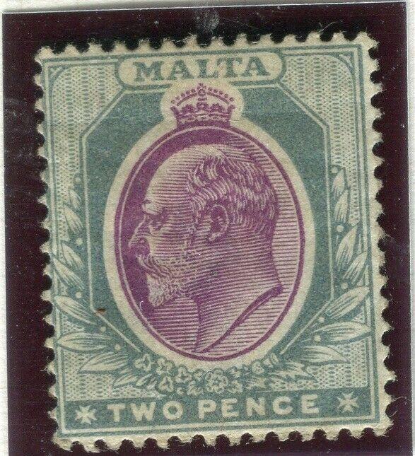 MALTA; 1903-04 early Ed VII issue fine Mint hinged Shade of 2d. value