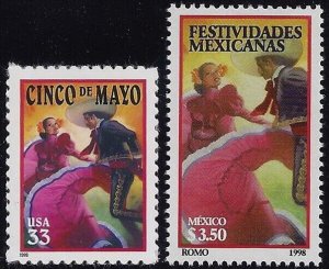 3203 & Mexico #2066 Cinco De Mayo Joint Issue Mint NH