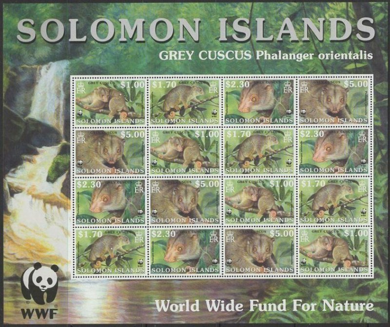 SOLOMON ISLANDS SG1003/6 2002 ENDANGERED SPECIES SHEETLET MNH 