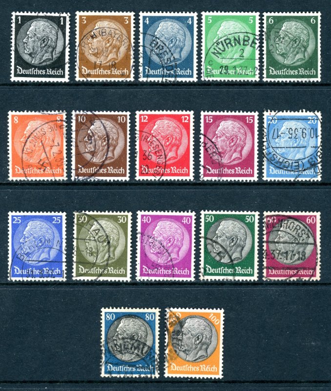 1933-36 Germany Scott #415-31 Hindenburg Type in Used Condition Full Set of 17