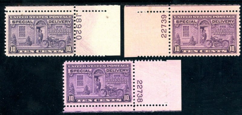 USAstamps Unused VF US 1927 Especial Delivery Plate Set Sct E15, E15a, E15b MNH