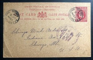 1913 Trinidad & Tobago Postcard Stationery Cover To Chicago IL USA