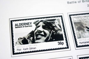 COLOR PRINTED GB ALDERNEY 1983-2020 STAMP ALBUM PAGES (89 illustrated pages)