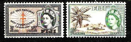 Fiji-Sc#B3-4- id5-unused light hinged QEII semi-postal set-1954-