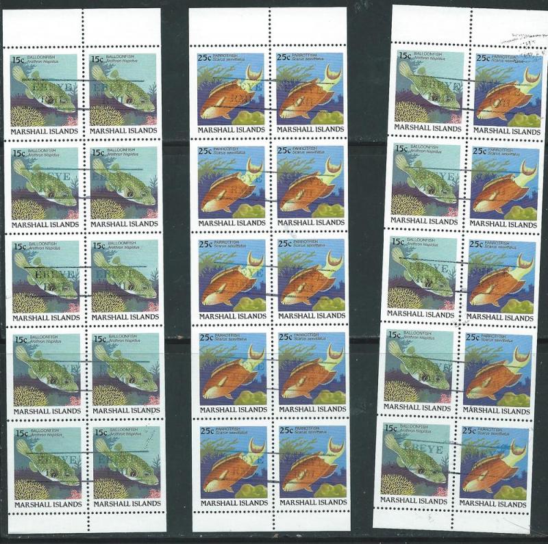 Marshal Islands #171a,174a,174b Booklet Panes-EBEY PC (MNH) 