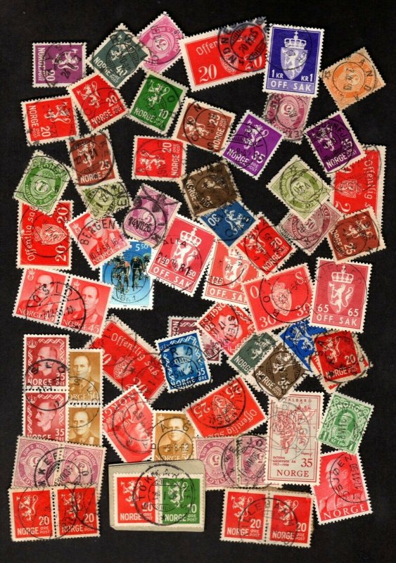 NORWAY 63 DIFFERENT USED STAMPS SOME DUPLICATION ** NICE CANCELS **