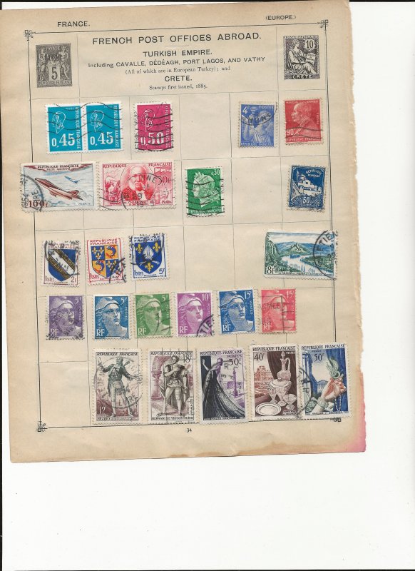 France Stamps on 2 sides of an Album Page