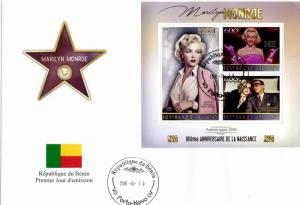 BENIN FDC MARILYN MONROE ACTRESSES 2016