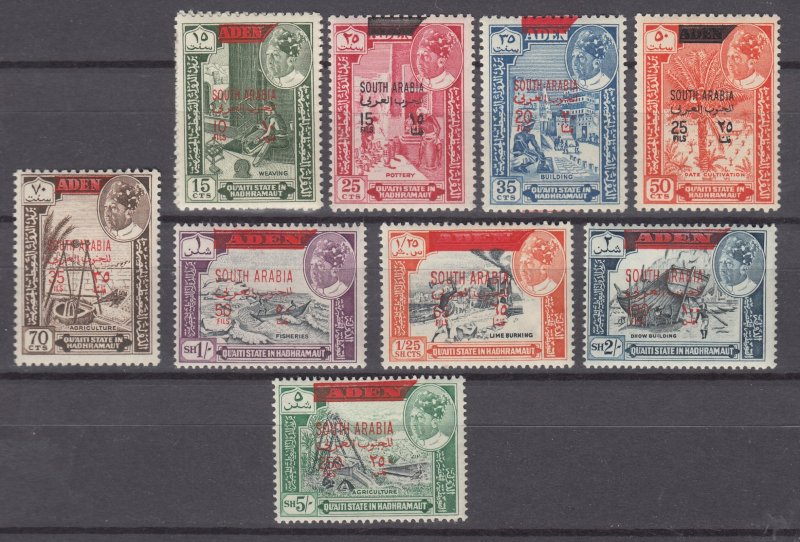 J40177 JL Stamps Aden part set Hadhramaut MI 55-63 MNH ovpt,s Industry