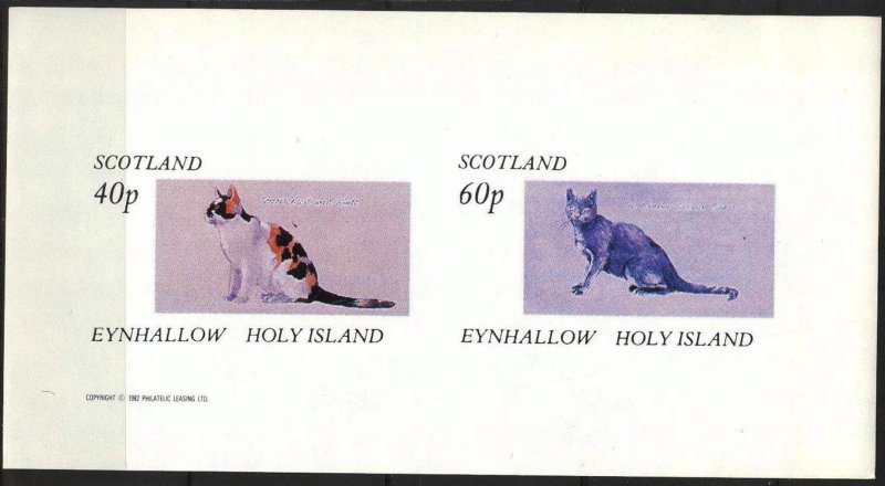 {E147} Eynhallow Scotland Domestic Cats Sh.2 Imperf. MNH Cinderella !!