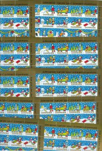 Denmark. 1990. 10 Sheet Christmas Seal, Mnh. Children,Dog,Mailbox.  4 Side Perf.