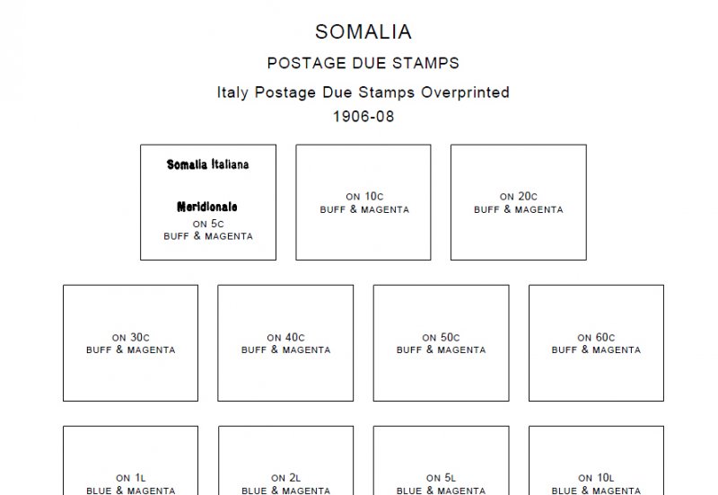 SOMALIA STAMP ALBUM PAGES 1894-1999 (201 PDF digital pages)