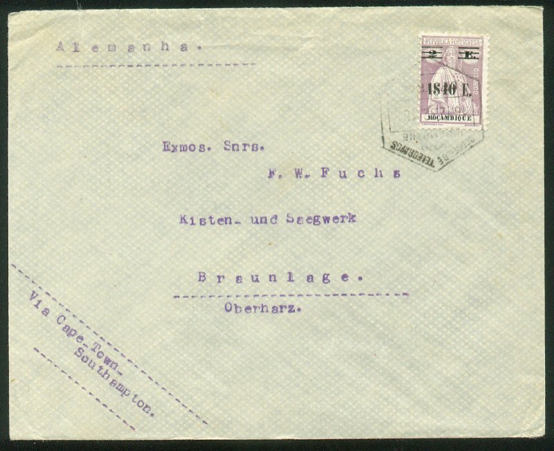 MOZAMBIQUE 250, 1.40e ON 2e ON COVER TO GERMANY F-VF (23)