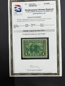 MOMEN: US STAMPS #397 MINT OG NH PSE GRADED CERT SUP-98