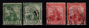 Trinidad & Tobago 1913-23 George V Definitives, ½d & 1d incl. color var. [Used]