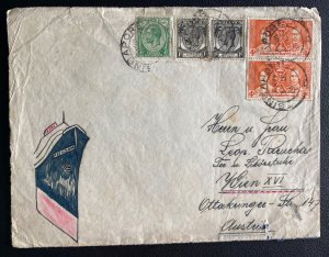 1937 Singapore Straits Settlements Hand Drawn Cachet Cover To Vienna Austria