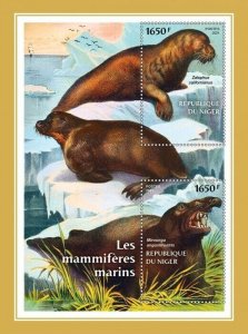 Niger 2021 MNH Marine Mammals Stamps California Sea Lion Elephant Seals 2v M/S 