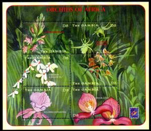 GAMBIA 2480 MNH S/S SCV $8.00 BIN $4.75 ORCHIDS OF AFRICA