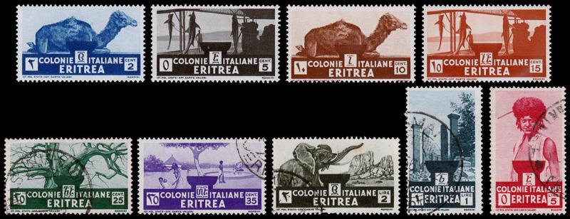 Eritrea Scott 158-166 (1934) Used/Mint H VF, CV $35.00 B