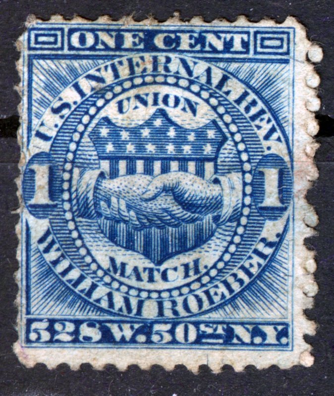 USA, 1862, SC #RO161b,William Roeber US Revenue Match & Medicine Private