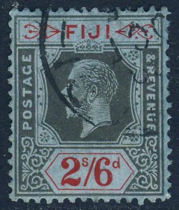 FIJI King George V 1925 2/6d. Black & Red on Blue Wmk Mult Script CA SG 240 VFU 