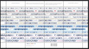 Canada Sc# 2031a MNH Pane/16 (small tear in selvedge LL) 2004 49c Transit