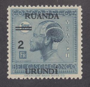 Ruanda Urundi Sc 36 MNH. 1931 2fr surcharge on 1.75fr dark blue Native, fresh