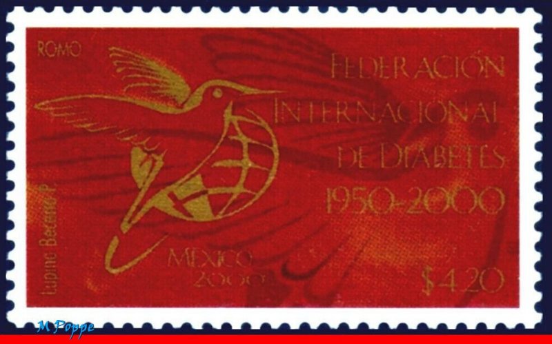 2211 MEXICO 2000 INTL.DIABETES FEDERATION, HUMMINGBIRD, BIRDS, HEALTH, 2877, MNH