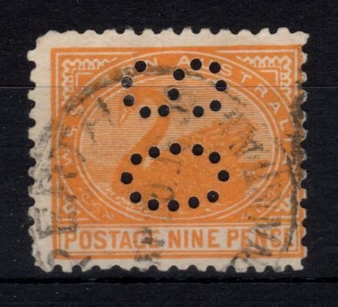 Western Australia #82B Used With Unlisted State Perfin CAT VALUE $185.00