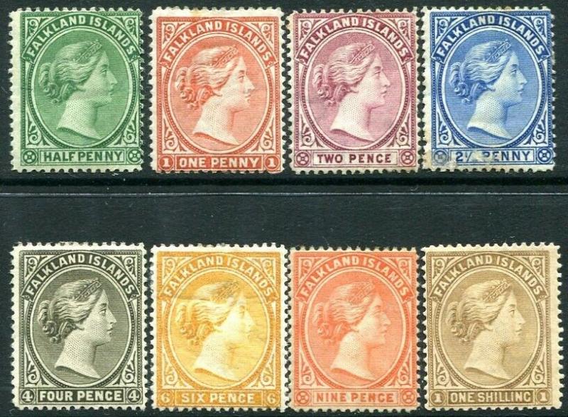 FALKLAND ISLANDS-1891-1902 Set to 1/- Sg 17b-38 AVERAGE MOUNTED MINT V30337