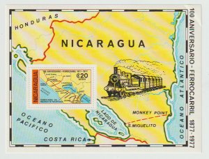 Nicaragua Scott # C941 Sheet MNH  Locomotives Railroads Map of Route System 1978