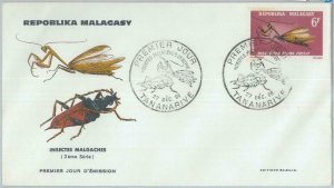 81129 -  MADAGASCAR  - POSTAL HISTORY - FDC COVER  1966  Insects