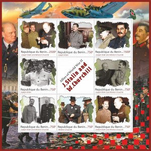 Stamps. Famous people. Joseph V. Stalin, Churchill 2019 year 1 sheet perforated