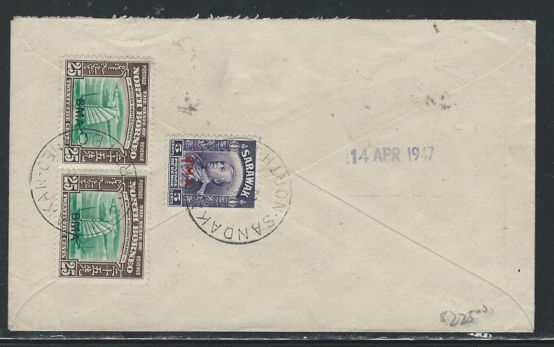 NORTH BORNEO (PP0204B) 1947 BMA MIX FRANK+SARAWAK A/M TO ENGLAND