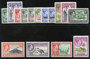 Solomon Islands 1939 KGVI set complete superb MNH. SG 60-72 + 63a, 65a.