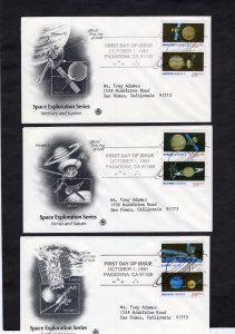 2568-2577 Space Exploration, set/5 FDC PCS addressed