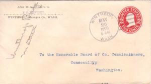 United States Washington Winthrop 1909 4a-bar  Postal Stationary Envelope.