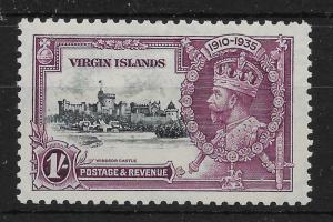 VIRGIN ISLANDS SG106L 1935 SILVER JUBILEE 1/= KITE & HORIZ.LOG FLAW MTD MINT