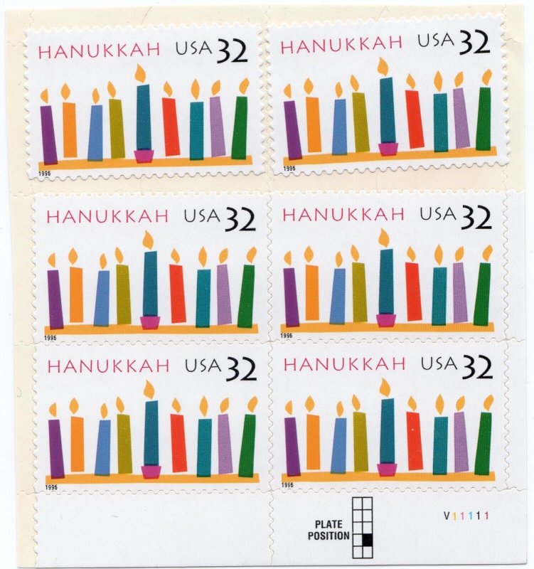 Scott #3118 Hanukkah (Jewish Holiday) Plate Block of 6 Stamps - MNH