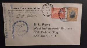 1927 Haiti Cover Port Au Prince to San Juan Puerto Rico First Flight Day FFC Row