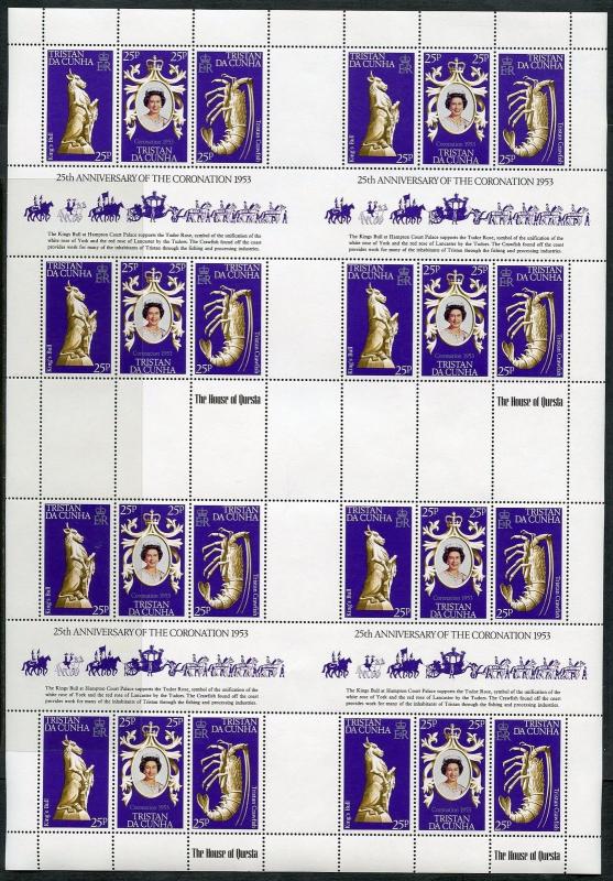 TRISTAN da CUNHA  1979 CORONATION OF QUEEN ELIZABETH II MASTER SHEET OF FOUR S/S 