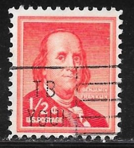 USA 1030a: 1/2c Franklin, dry printing, used, VF