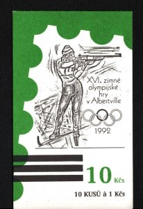 CZECHOSLOVAKIA 1992 WINTER OLYMPIC GAMES ALBERTVILLE BOOKLET WITH 10 STAMPS MNH