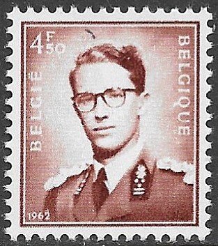 BELGIUM 1953-72 4.50fr Dark Red Brown King Baudouin Portrait Issue Sc 458 MNH