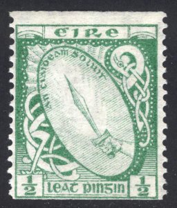 Ireland 1934 1/2d Green Imperf x Perf 14 Coil Scott 91 SG 71a MH Cat $30