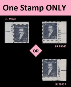 US 1292 Thomas Paine 40c plate single (1 stamp) MNH 1968