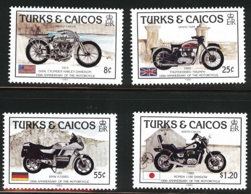 Turks & Caicos Scott 690-693 MNH** Motorcycle set CV$11.35