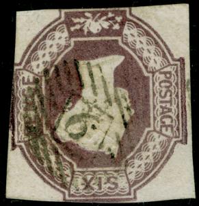 SG59wk, 6d dull lilac, CUT SQUARE, FU. Cat £1000. WMK INVERTED & REVERSED.