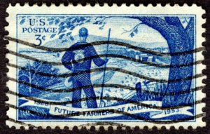 1953, US 3c, Agricultural Scene and Future Farmer, Used, Sc 1024