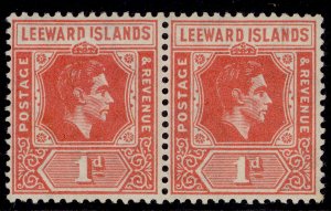 LEEWARD ISLANDS GVI SG99a, 1d scarlet, LH MINT. Cat £180. DI FLAW